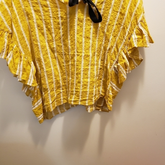 Pixie Market Lagenlook Mustard Yellow Striped Top - Picture 6 of 10